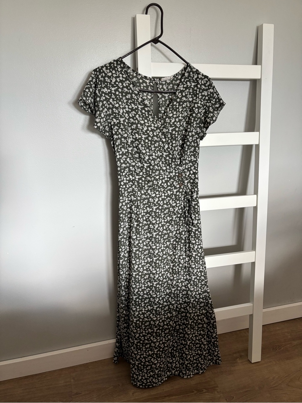 Sienna Sky Olive Green Floral Wrap Midi Dress